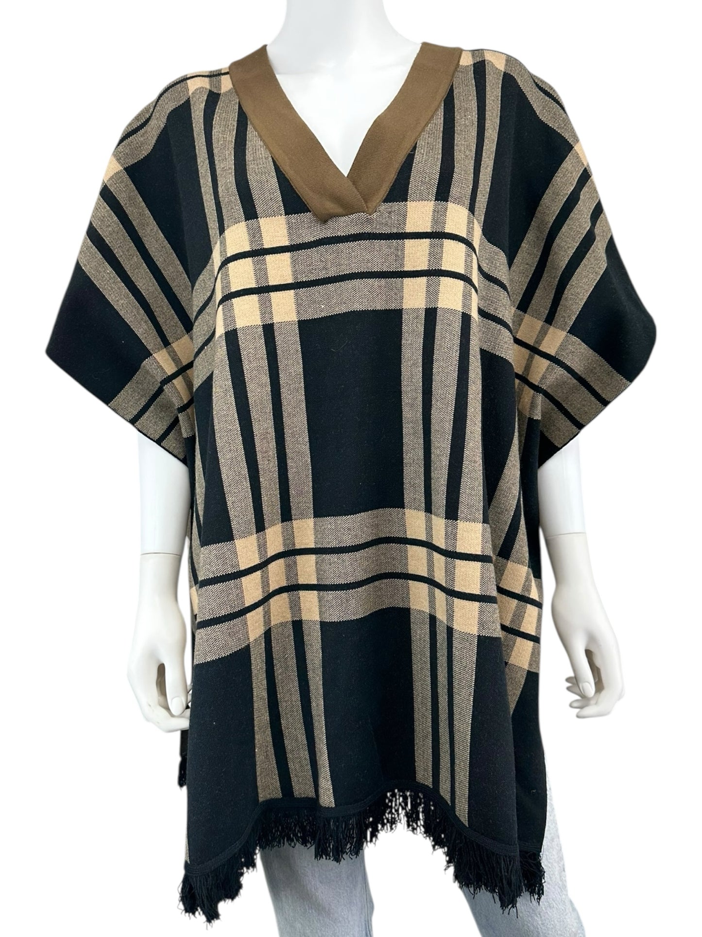 LYSSE' NWT Brown Plaid Poncho Size O/S