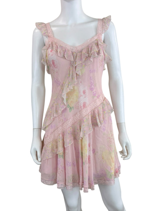 LOVE SHACK FANCY NWT Pink Floral Print Serima Dress Size XS