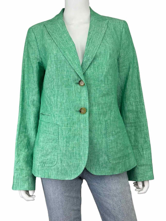 Talbots Green 100% Linen Blazer Size 8