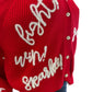 Queen of Sparkles Red Go Fight Win Sweater Cardigan Size L