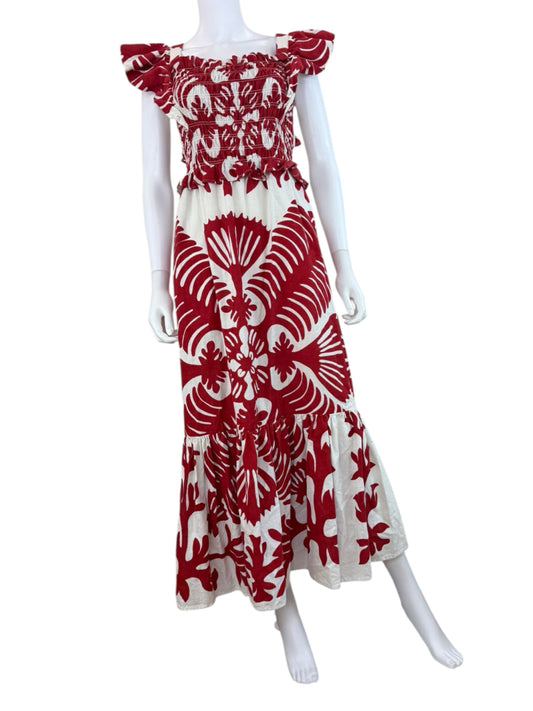 SEA New York Red Henrietta Print Maxi Dress Size S