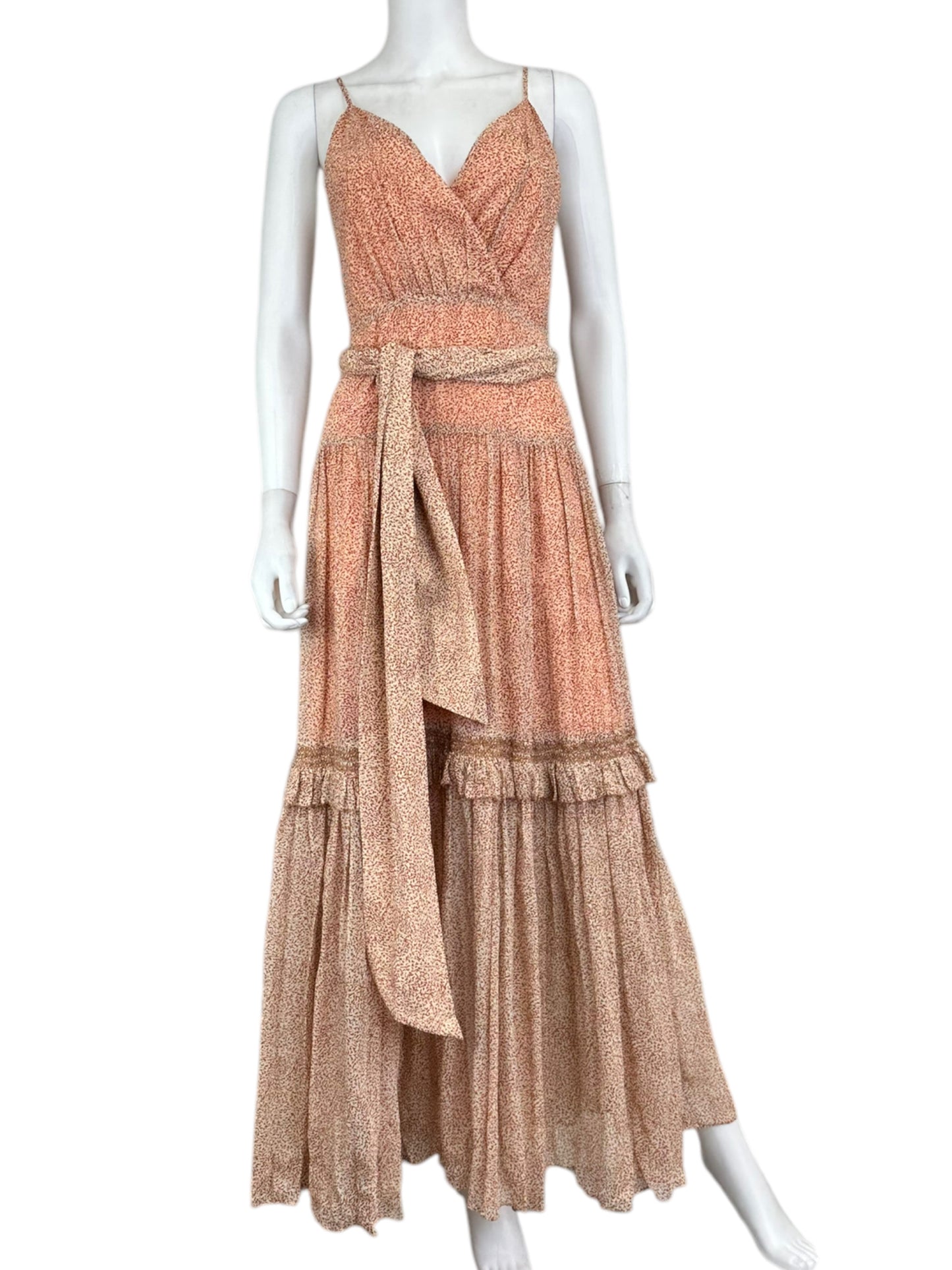 Jonathan Simhkai Orange Speckled Maxi Flowy Dress Size XS