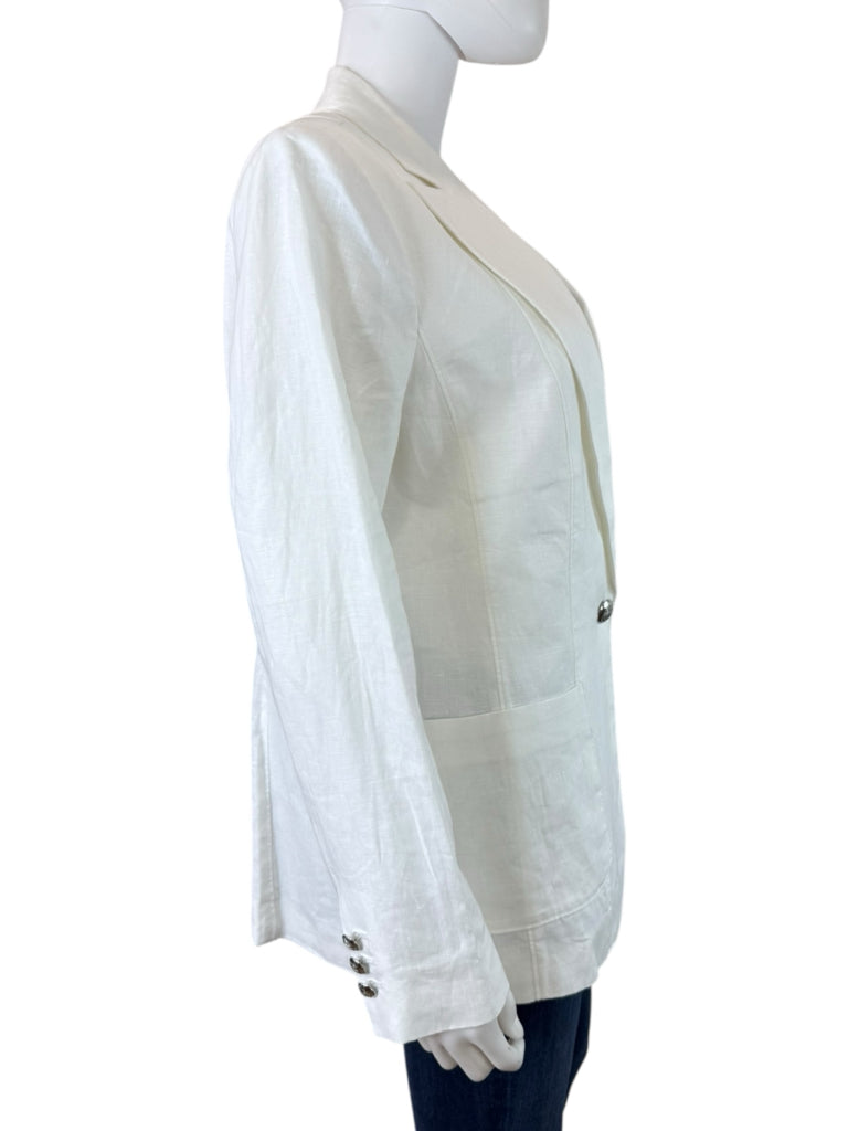 Talbots NWT White Tailored Seaming Linen Blazer Size 12