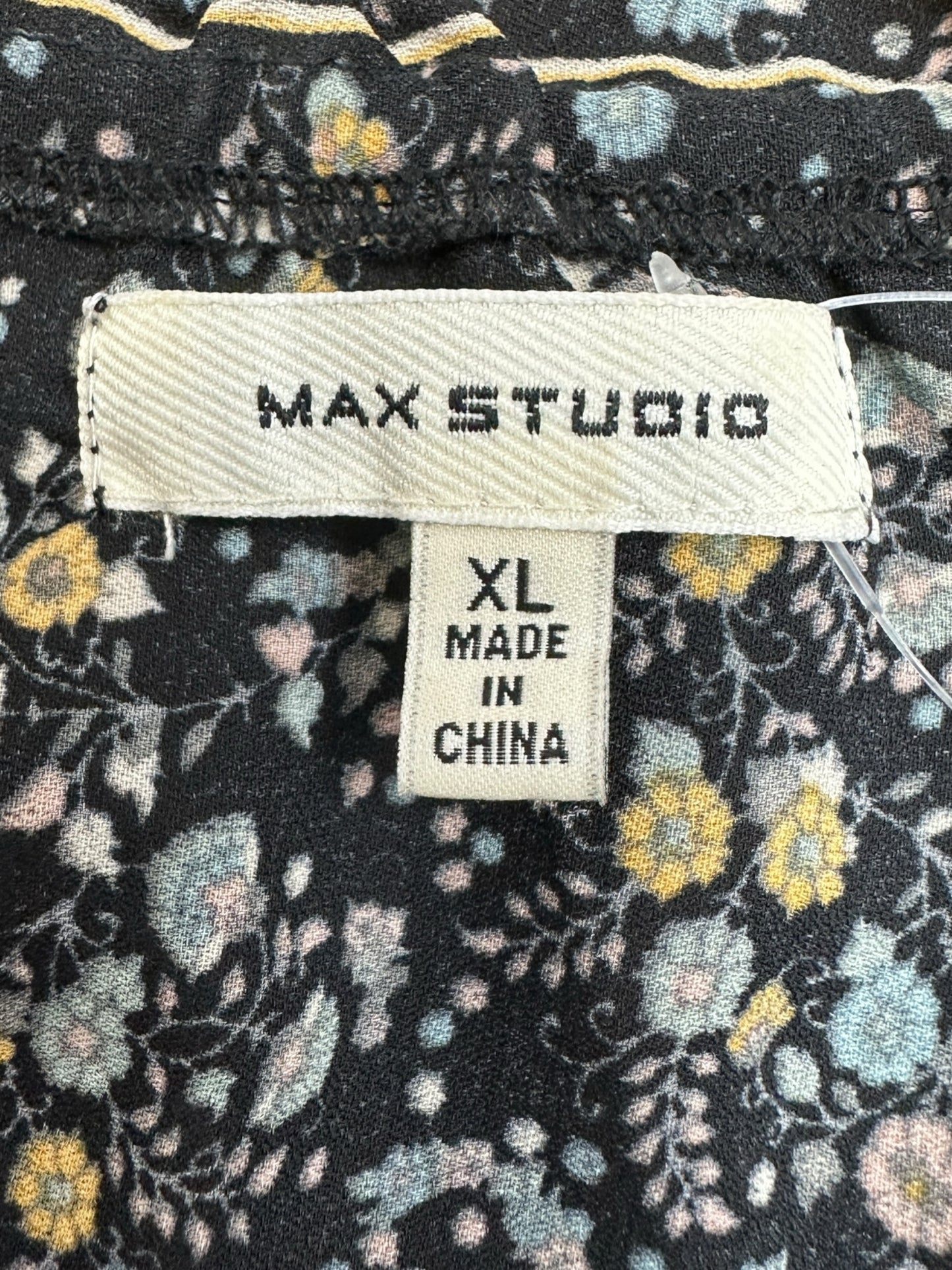 MAX STUDIO Black Floral Casual Dress Size XL