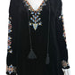 Johnny Was Black Velvet Embroidered 2 PC Knit Set Size M