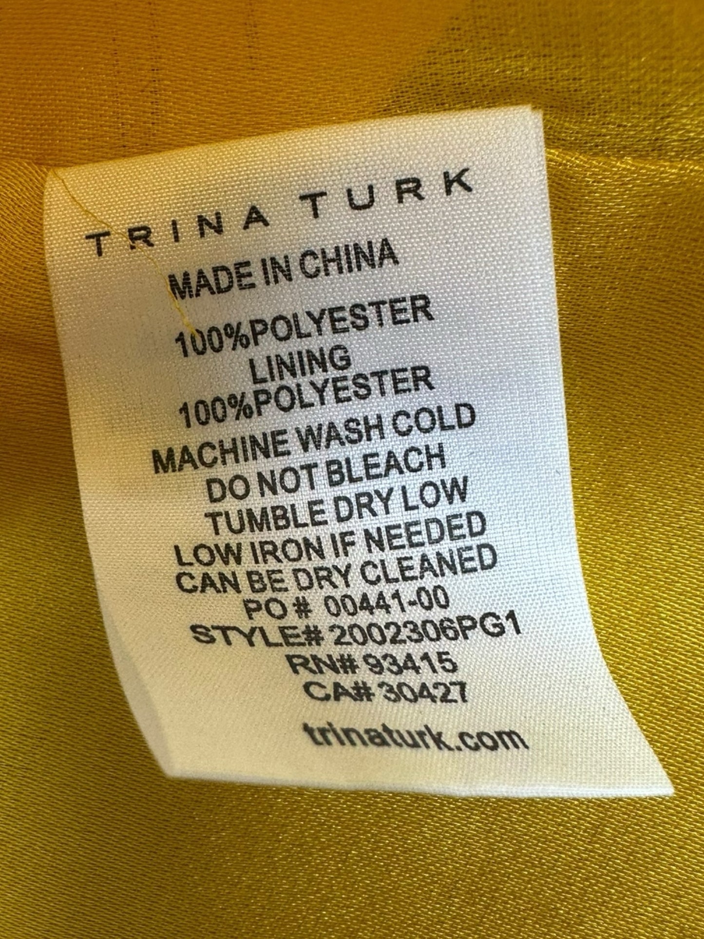 TRINA TURK Yellow Floral Shift Dress Size S