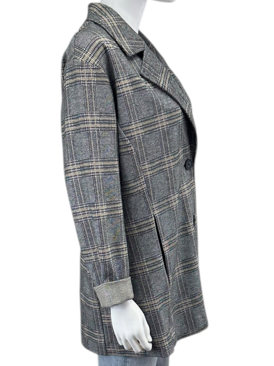 avec les filles Black and Tan Plaid Blazer Size M