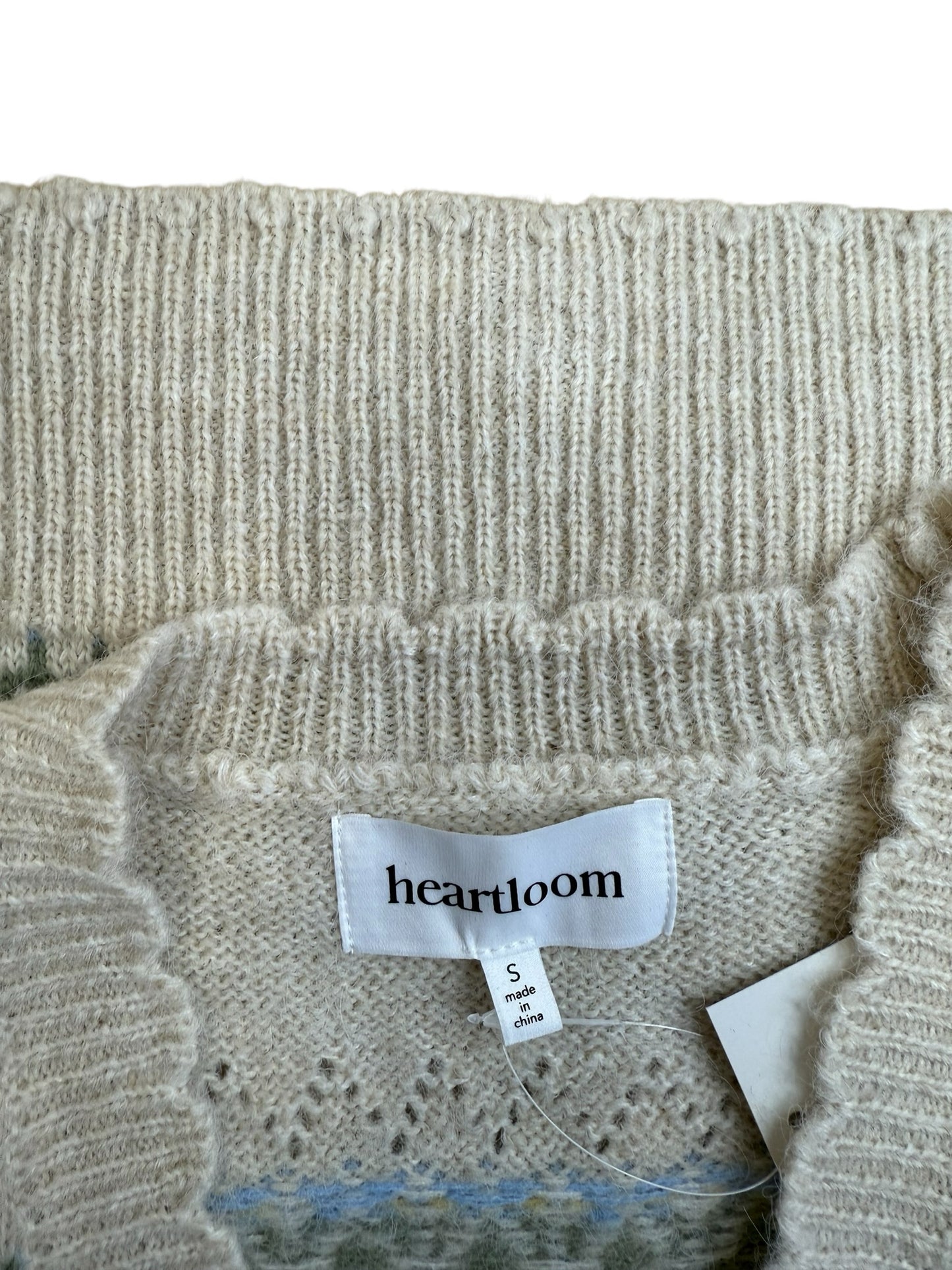 heartloom Cream Floral Pointelle Sweater Vest Size S