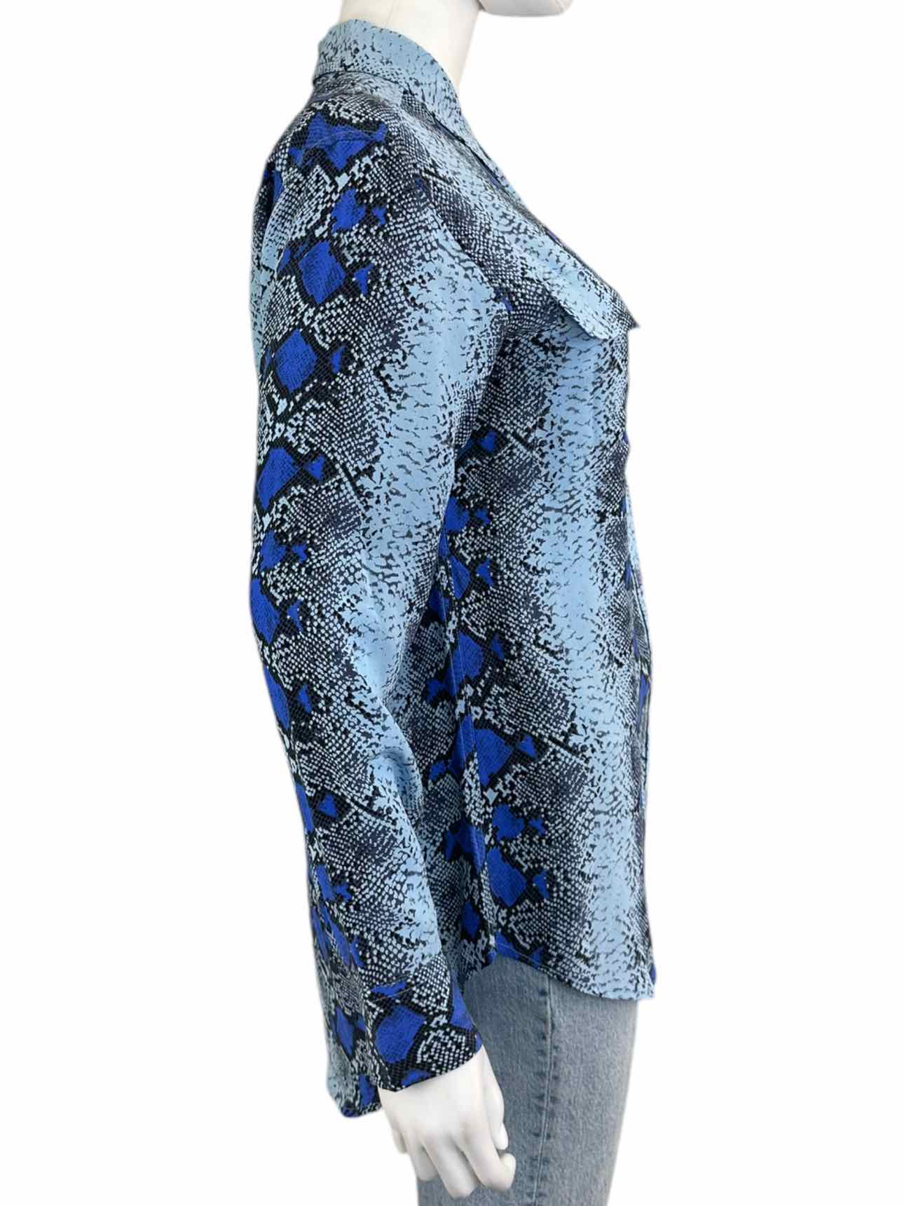 EQUIPMENT 100% Silk Blue Snakeskin Button-Down Size XS