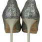 JIMMY CHOO Silver Luna 100 Champagne Glitter Platform Pumps Size 38