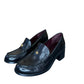 Tory Burch Black Classic Heel Leather Loafers Size 8.5