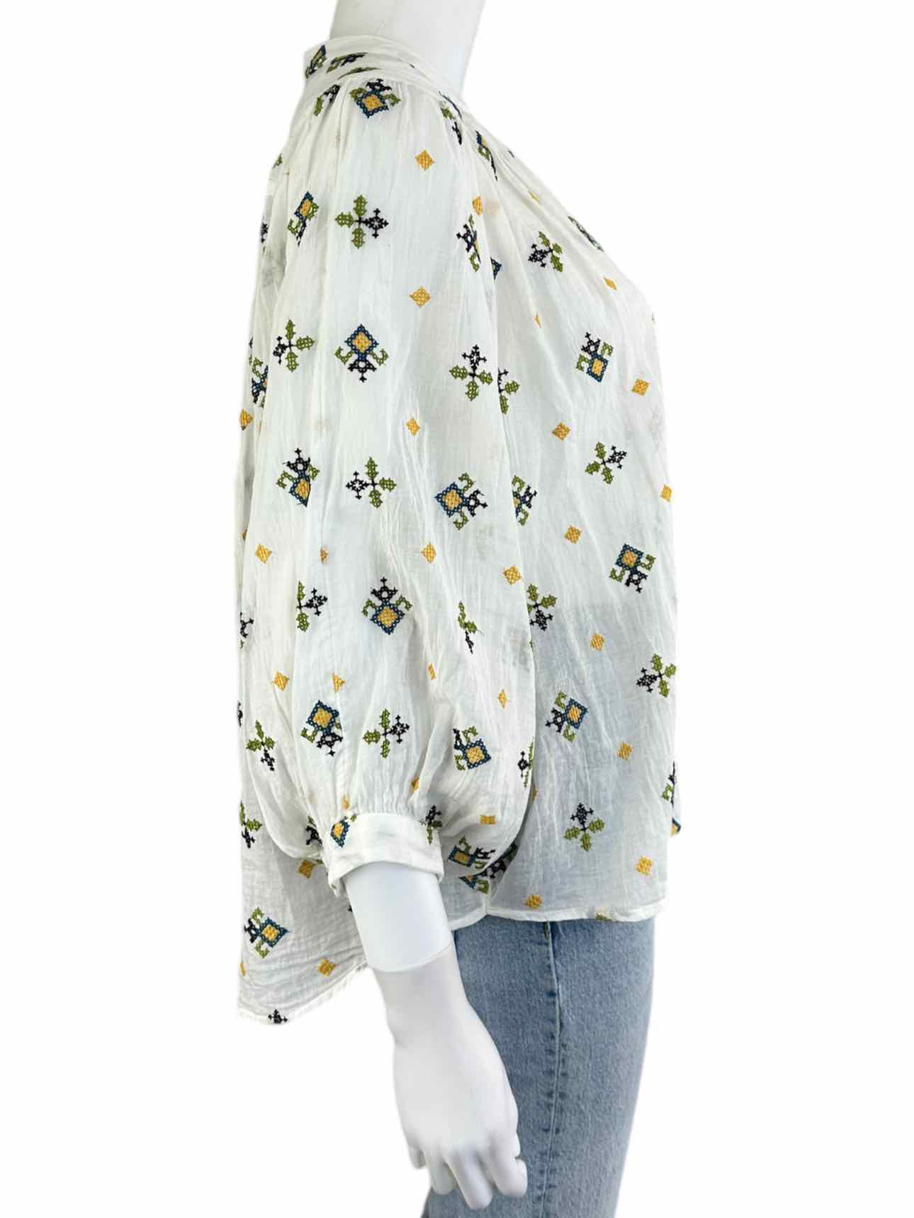 anthropologie White Embroidered Button-Down Size XS