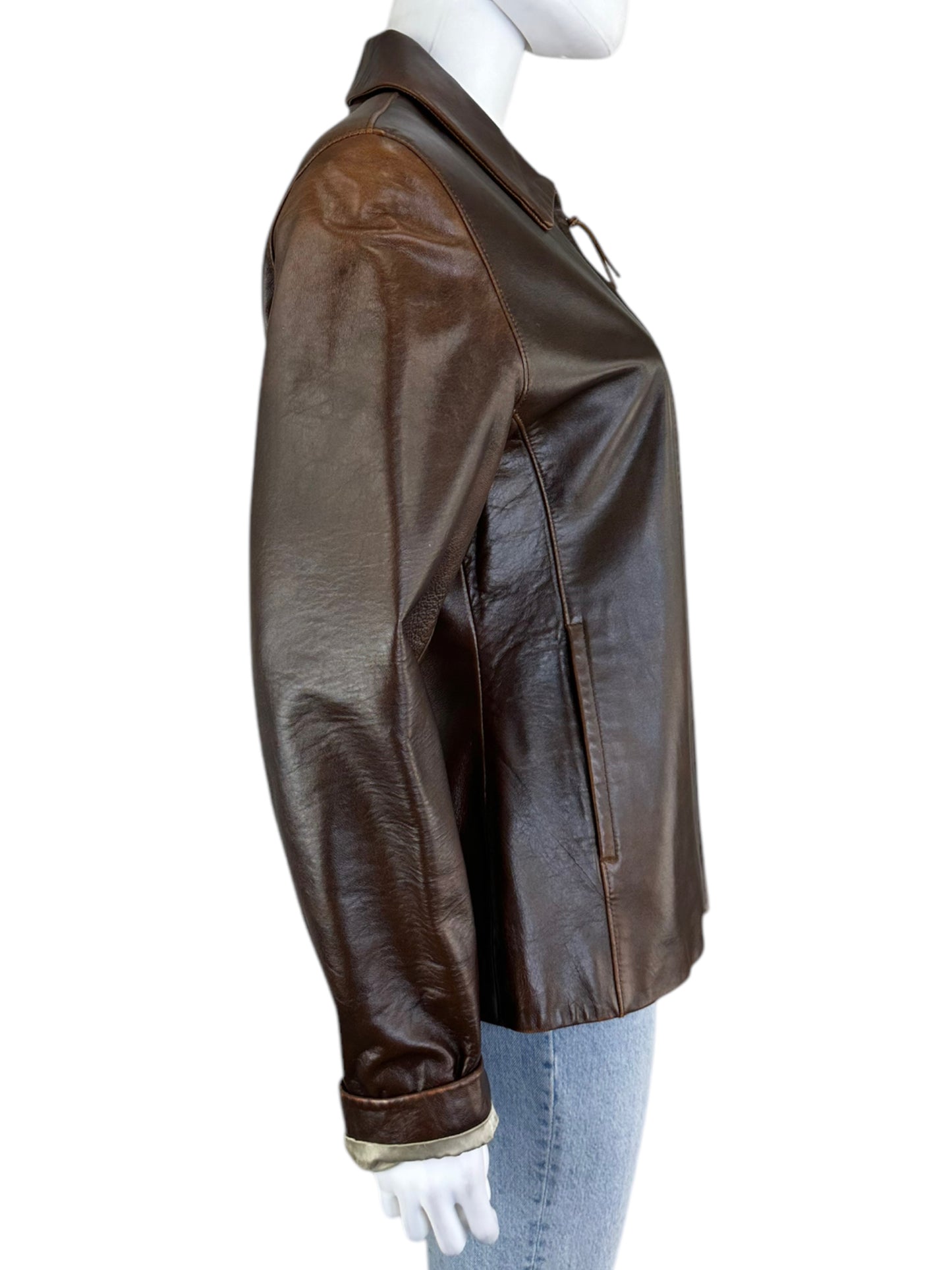 J.PARK Brown Leather Jacket Size M