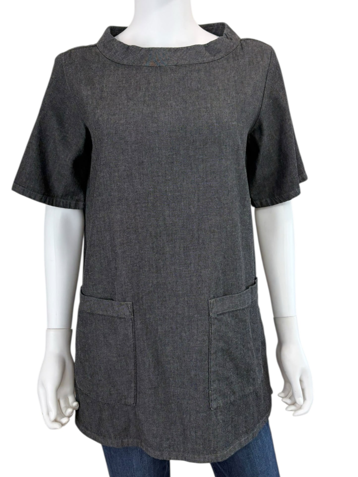 EILEEN FISHER Gray Organic Cotton Blouse Size XS