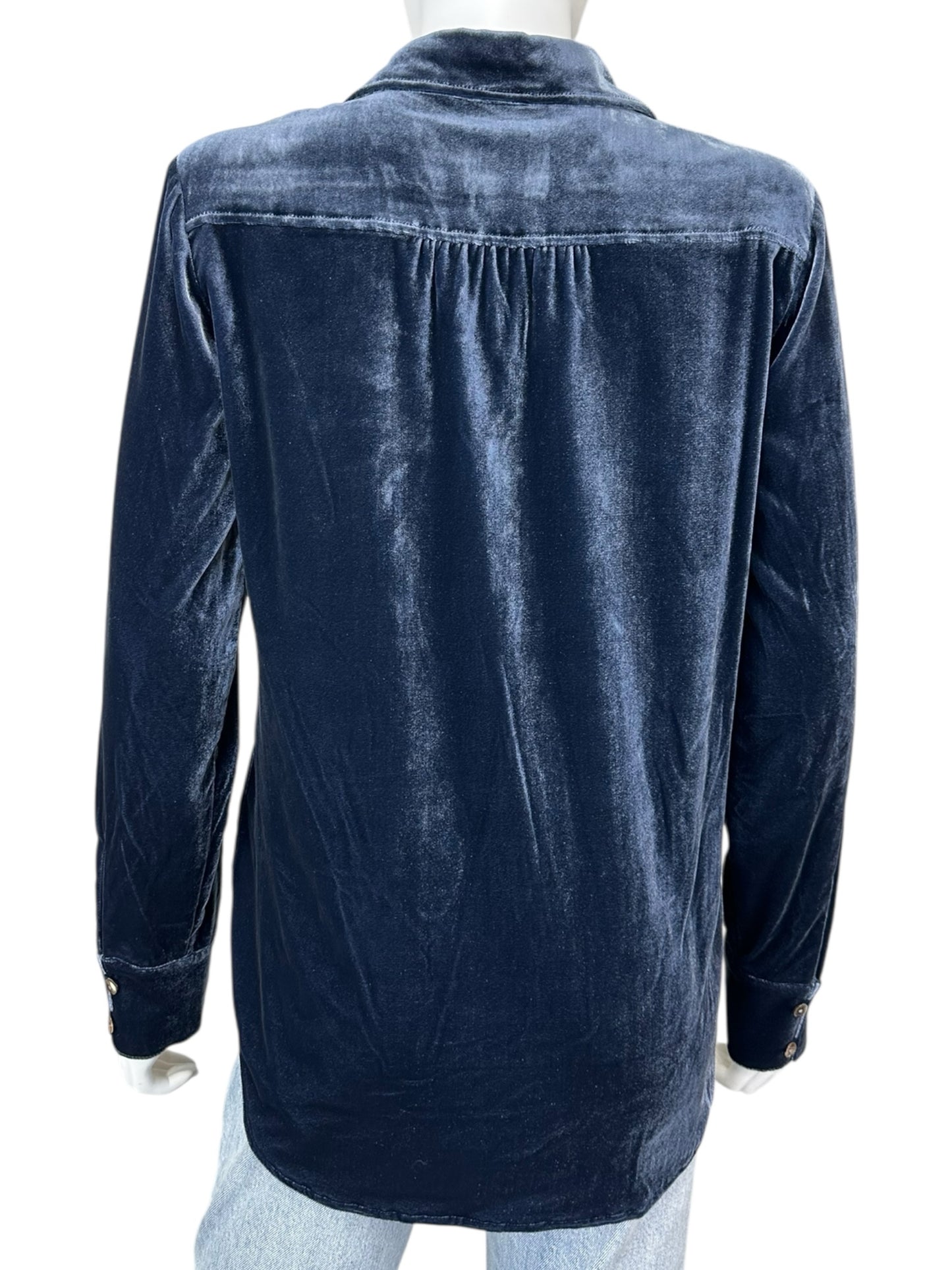 FAHERTY Blue Velvet Button-Down Shirt Size XS