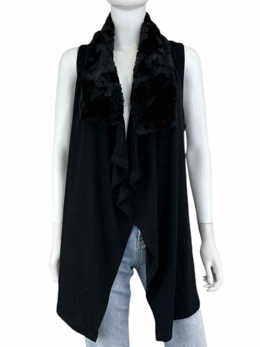 Karen Kane Black Faux Fur Trim Vest Size S