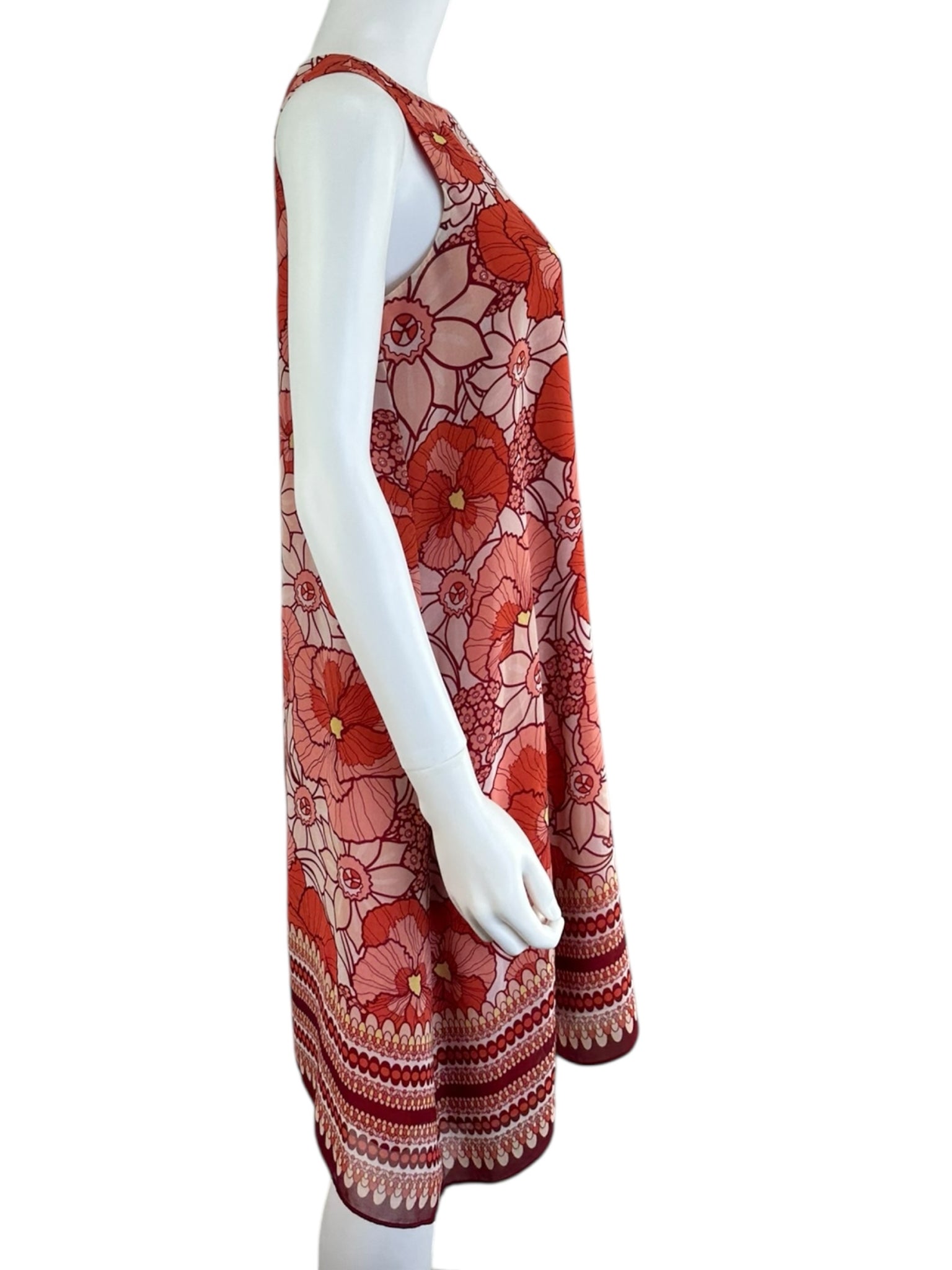 max studio red floral dress Max Studio S Wrap Boho Cottagecore Midi Dress Red Floral Bell Sleeve Tier Ruffle