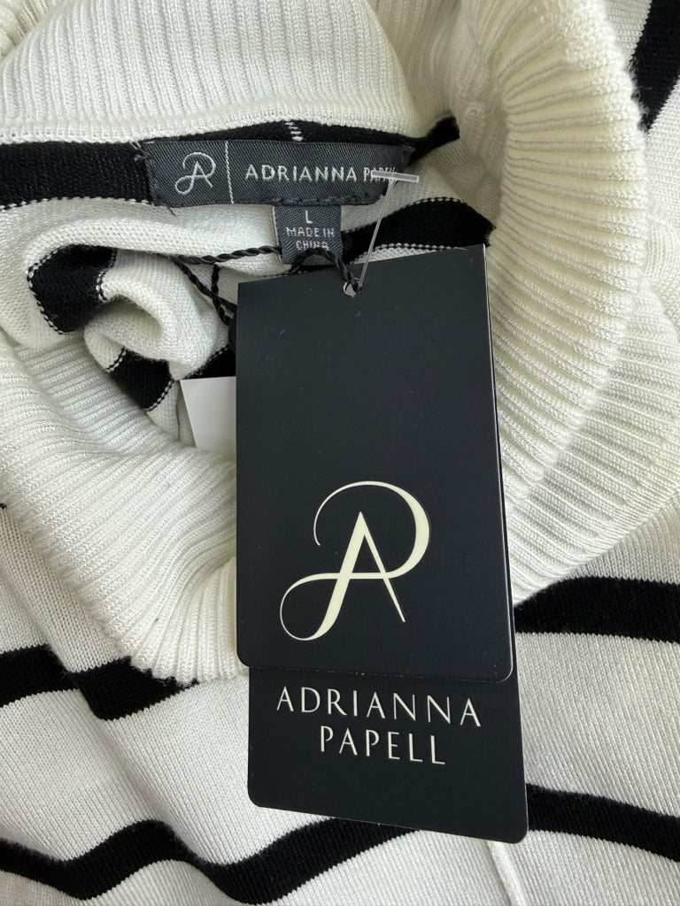 Adrianna Papell White Striped Turtleneck Sweater Size L