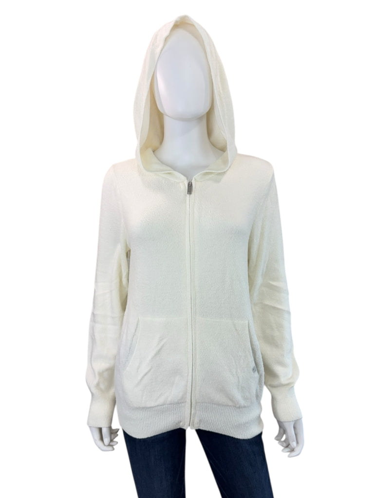 Kashwere Cream Hooded Zip Front Jacket Size S