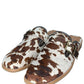 Donald Pliner 'SABEL' White/Brown Cow Print Mules Size 8.5
