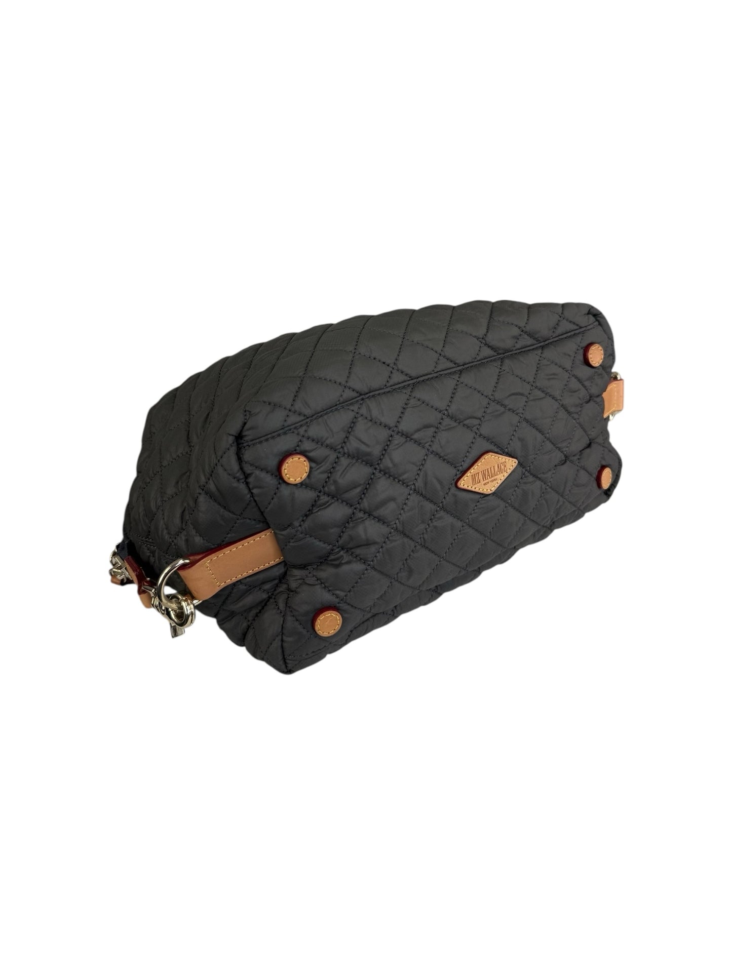 MZ WALLACE Gray Quilted Medium Sutton Deluxe Designer Handbag