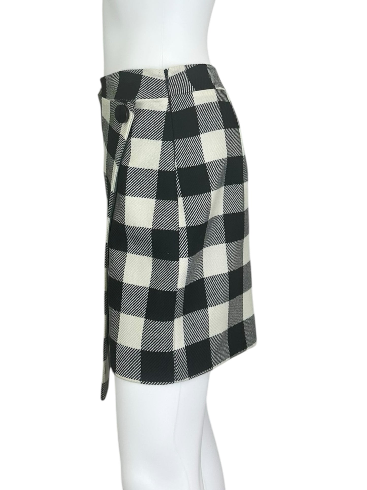 MILLY 100% Virgin Wool Black Plaid Skirt Size 2