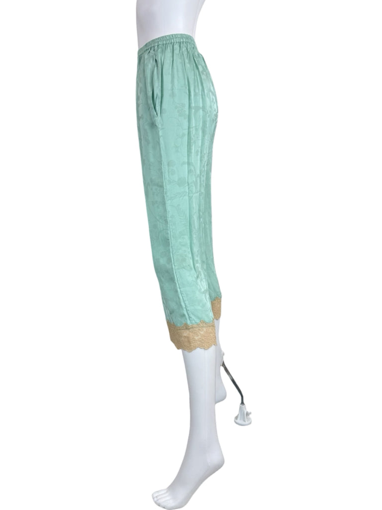 Spell & the Gypsy Collective Green Floral Jacquard Pants Size XS