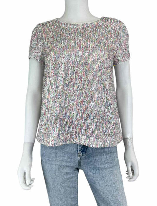 CeCe NWT Rainbow Sequin Blouse Size 4