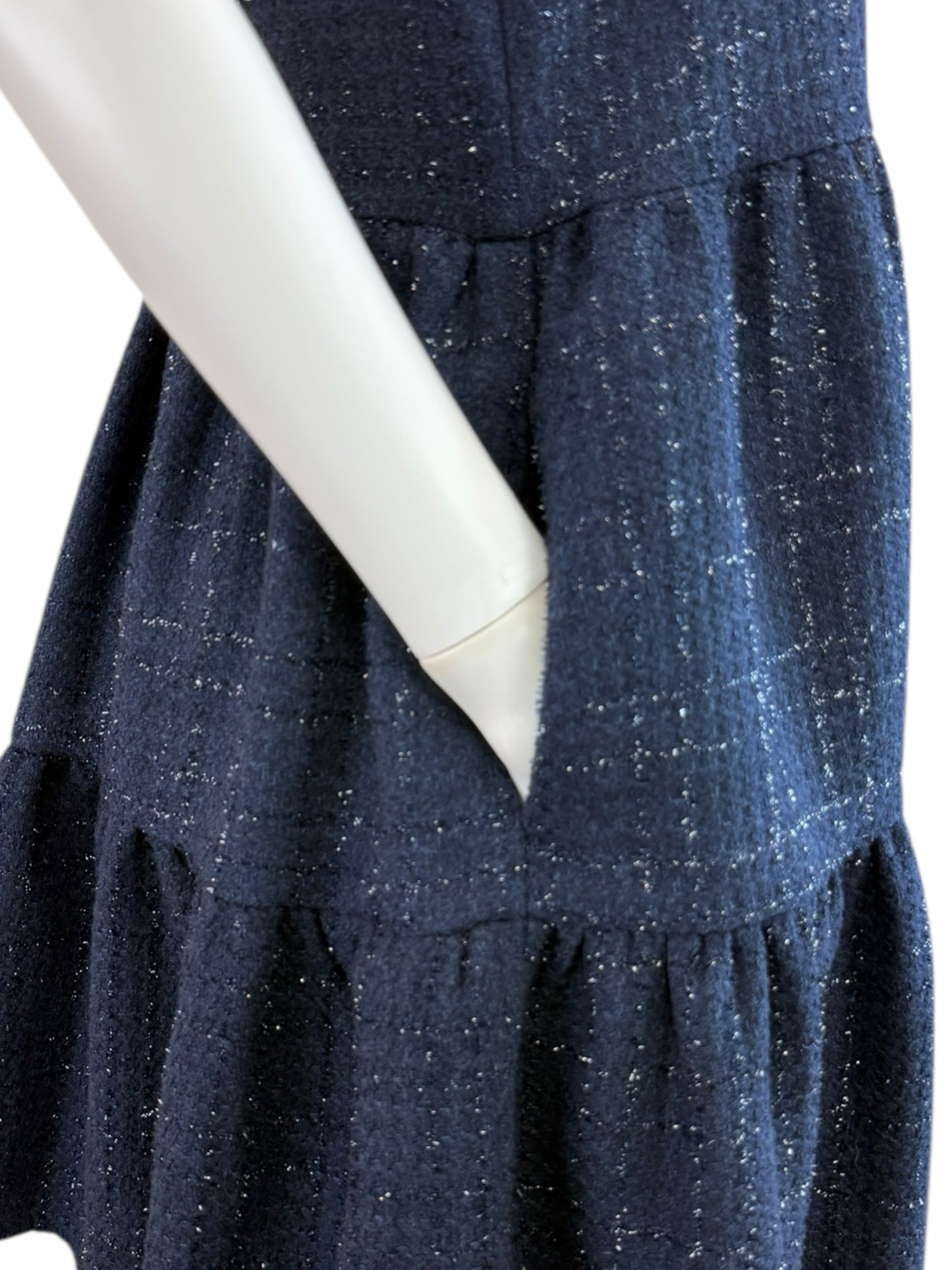 AMANDA UPRICHARD Navy Tweed Cocktail Dress Size S