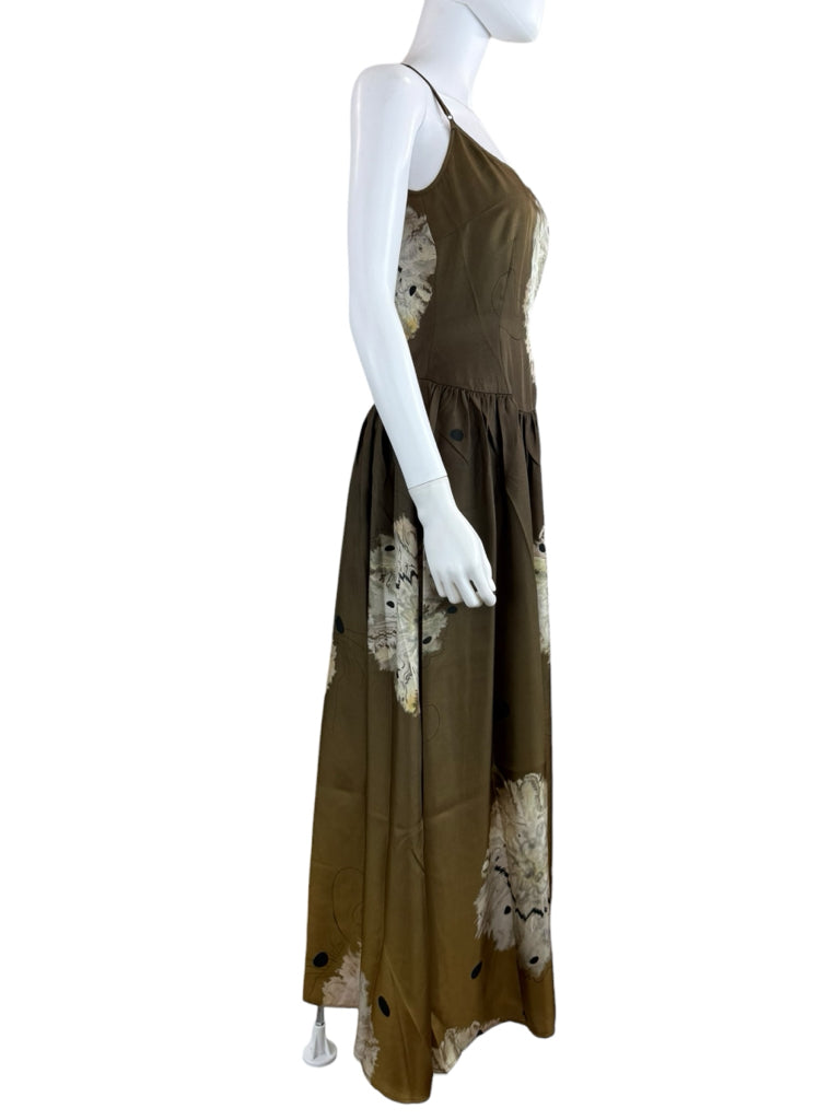 CYNTHIA ROWLEY NWT 100% Silk Dark Green Maxi Dress