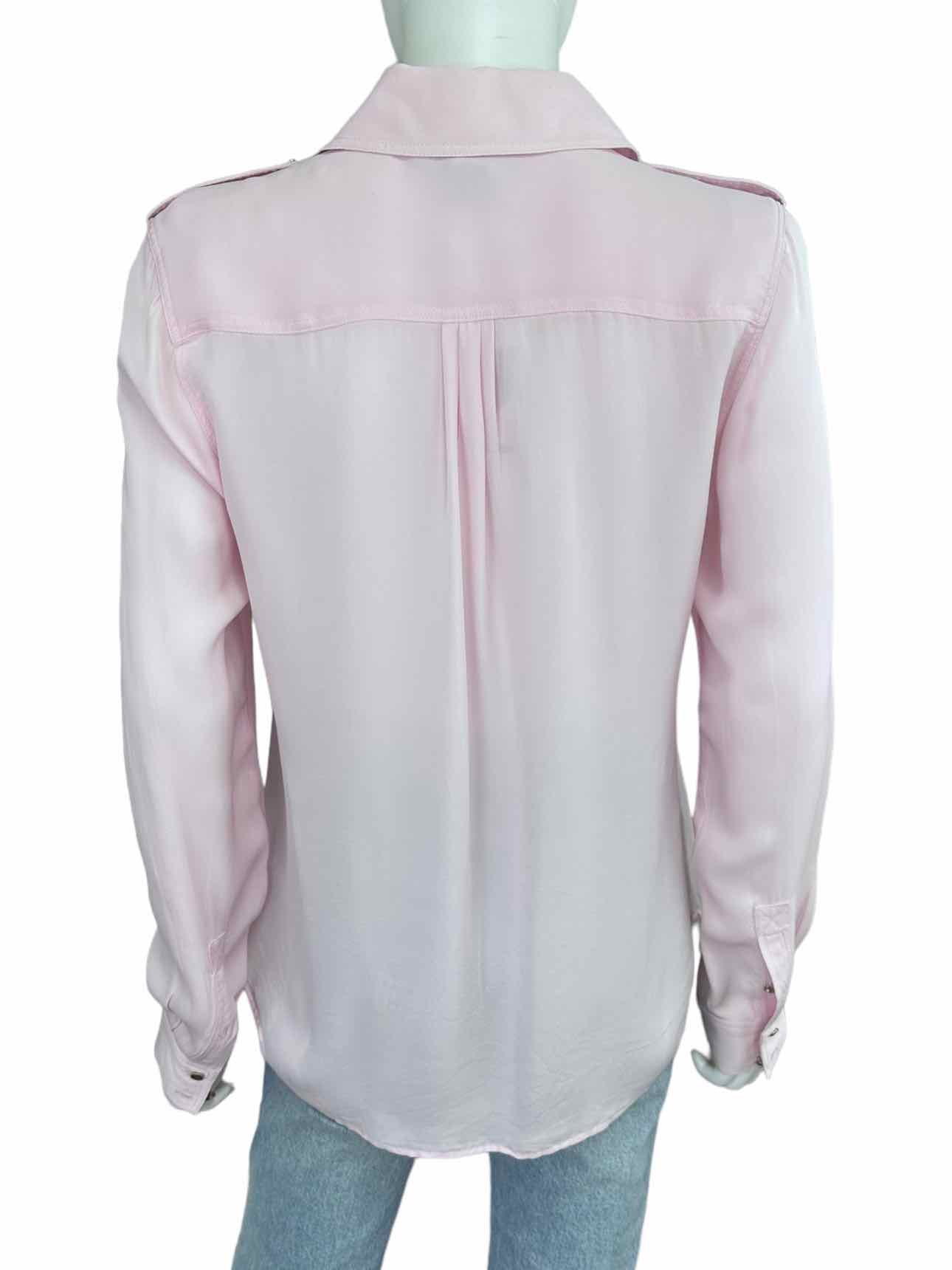 White House Black Market Pastel Pink 100% Silk Button-down Size 8