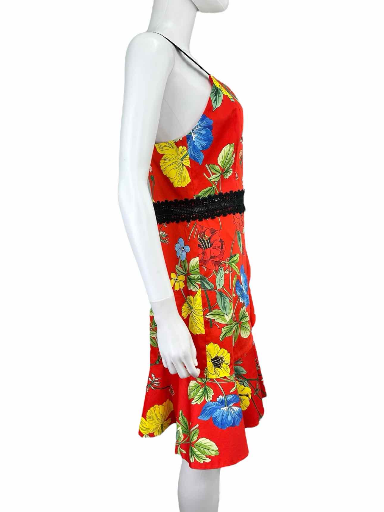 alice & olivia NWT Red Floral Print Cocktail Dress Size 8