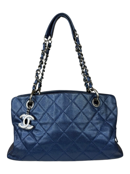 CHANEL Blue Caviar Leather Shopping Tote