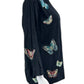 Johnny Was Black Butterfly Knit Top Size M