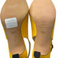 Manolo Blahnik Yellow THEYMESLI Slingback Peep Toe Pumps Size 36.5