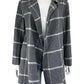 Theory Grey Wool Blend Check Coat Size L