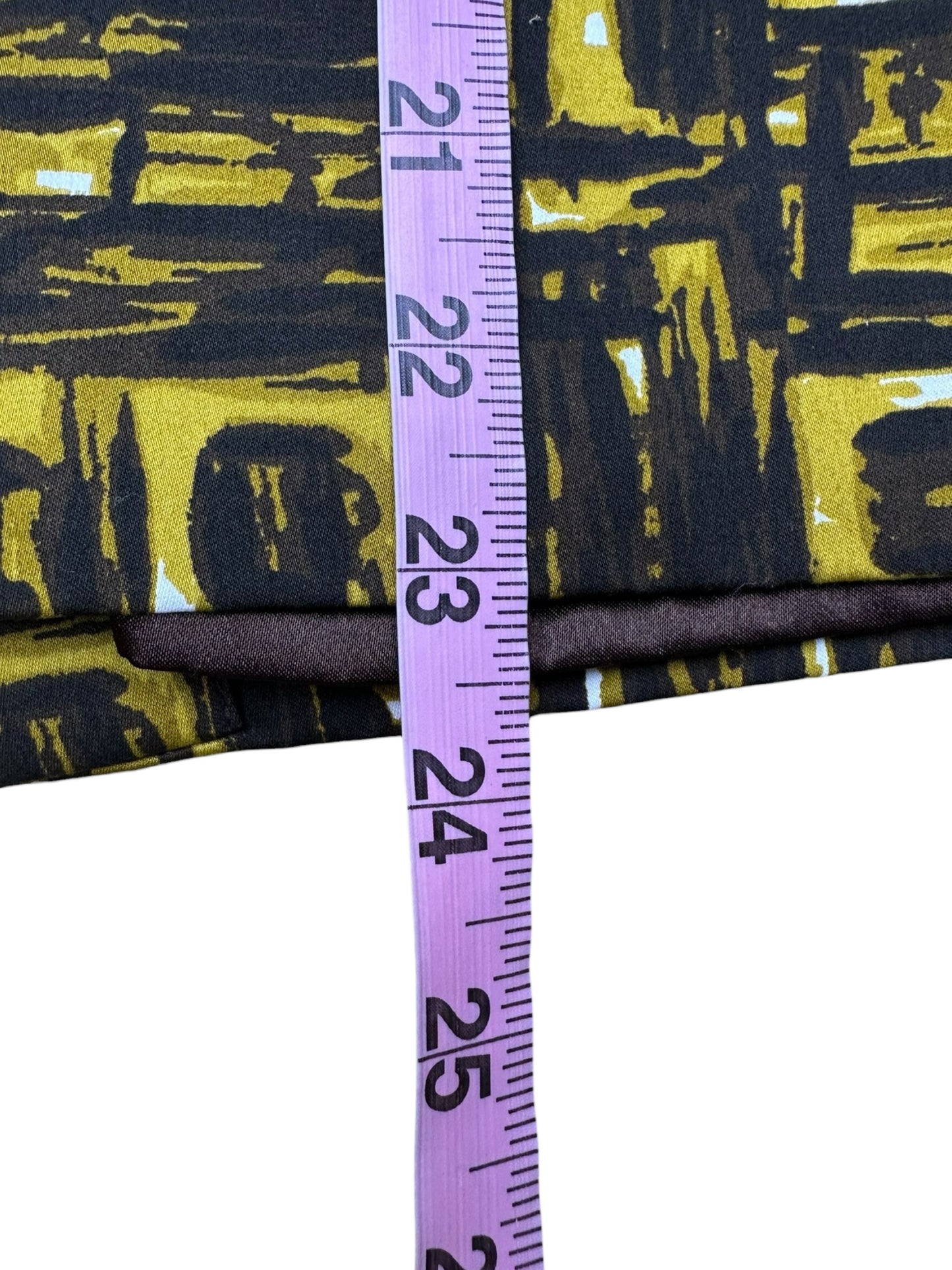 MILLY Black and Yellow Patterned Midi Skirt NWT Size 6