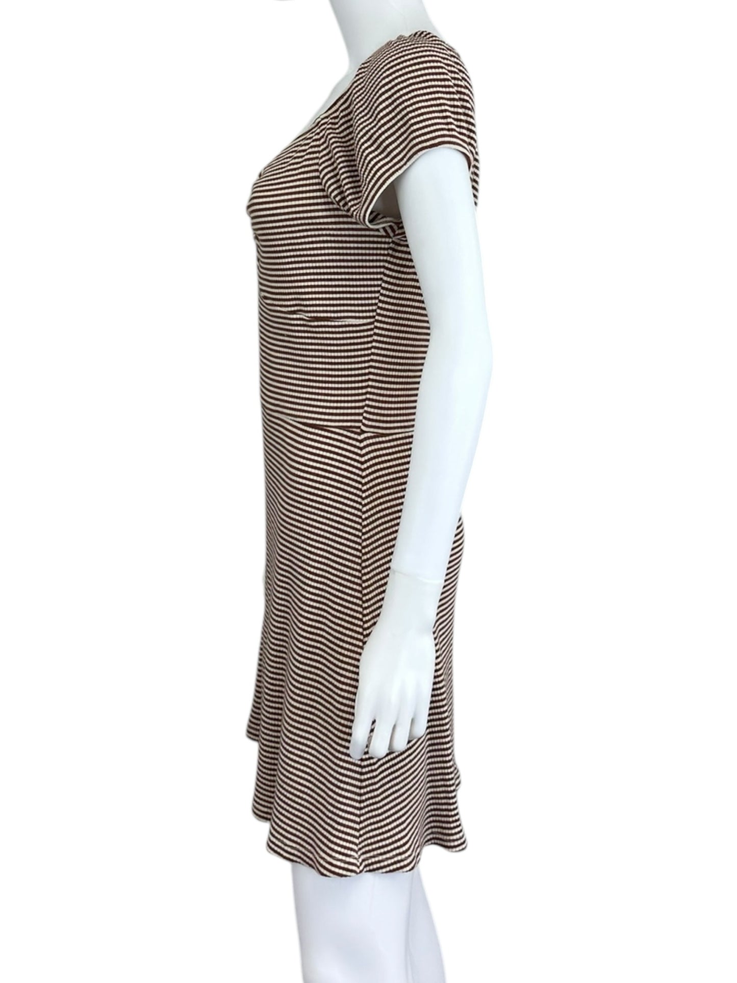 REFORMATION Brown and White Stripe Knit Dress Size S