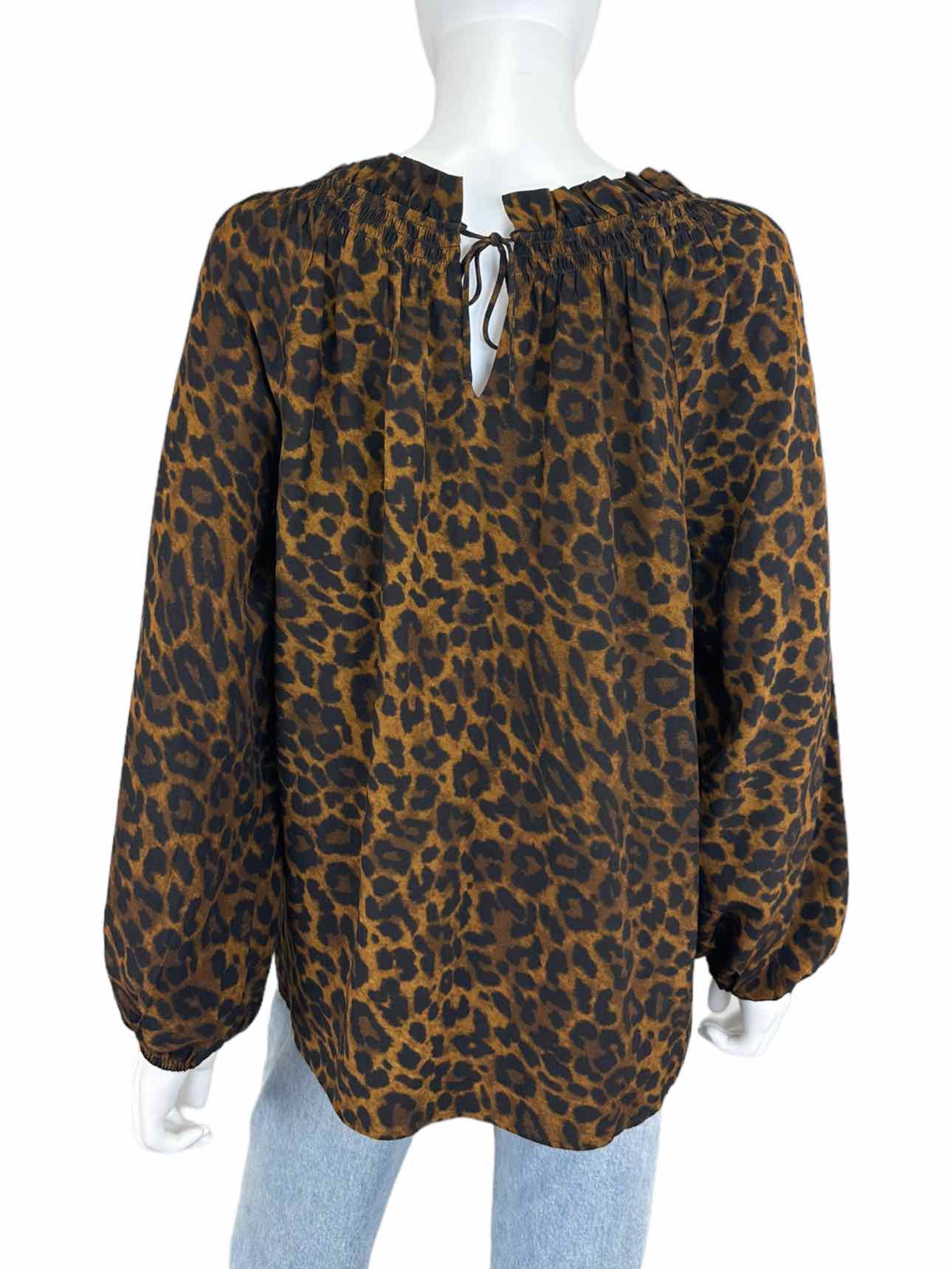 Talbots Brown Leopard Print Blouse Size M