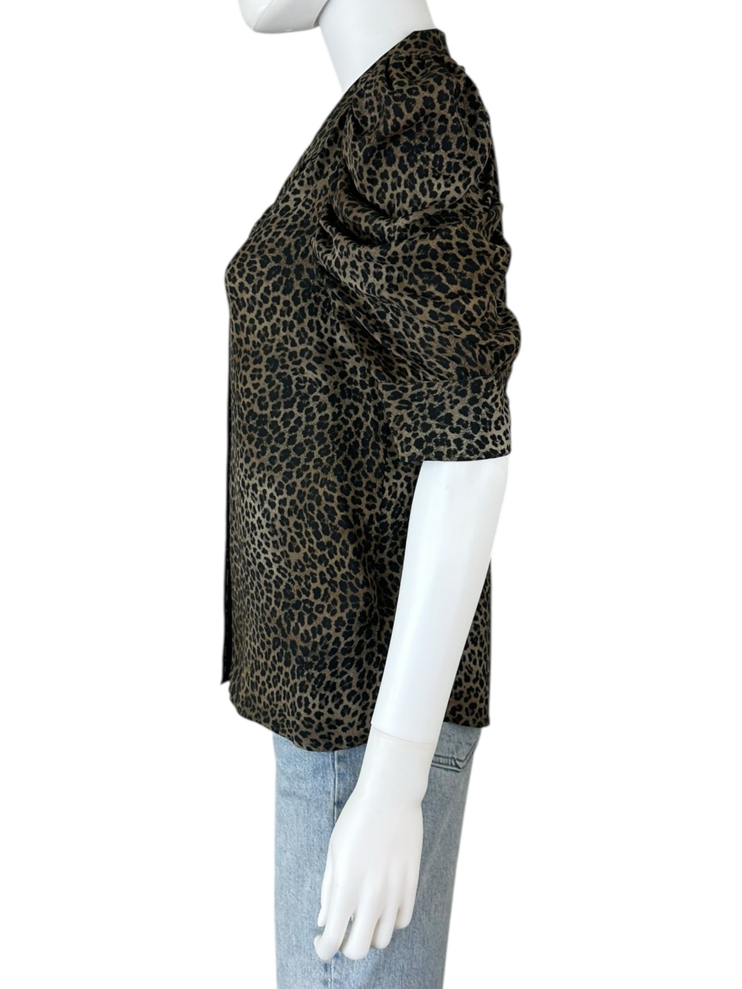 FRAME 100% Silk Leopard Print Top Size XS