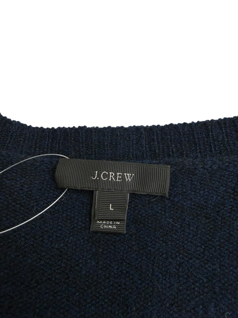 J. Crew Navy Jeweled Fair Isle Wool Sweater Size L