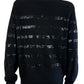 WHITE + WARREN Black 100% Cashmere Sequin Stripe Sweater Size L