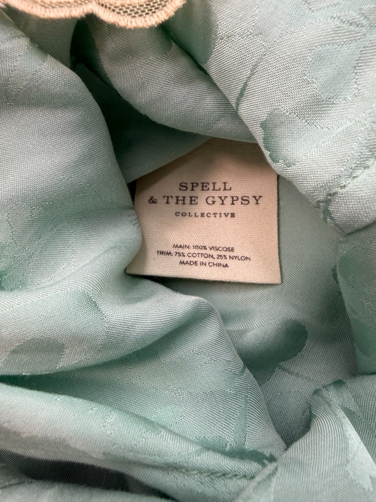 Spell & the Gypsy Collective Green Floral Jacquard Pants Size XS