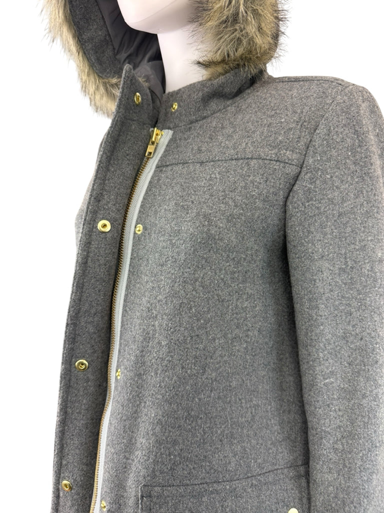 J. Crew Gray Vail Wool Blend Hooded Parka Size 10