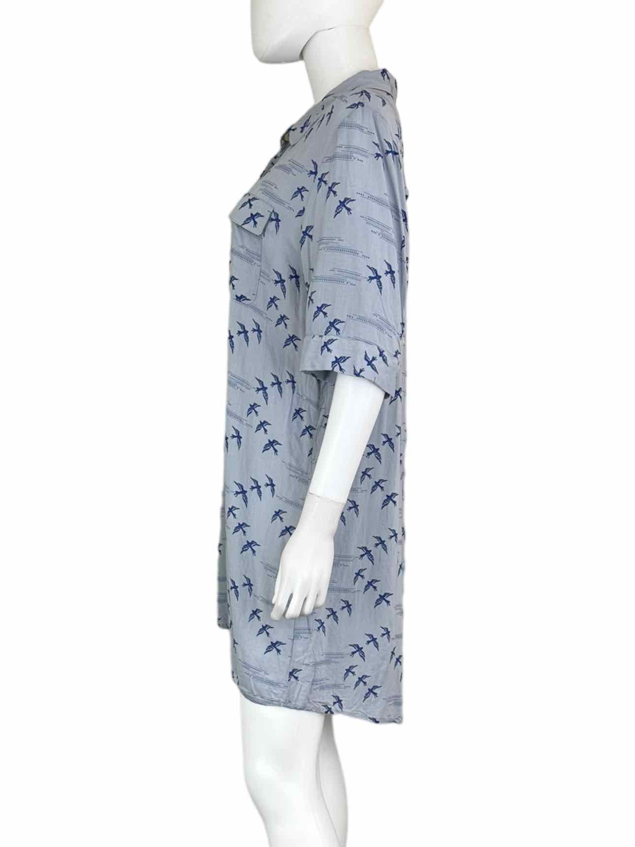 11.1.tylho Blue Bird Print Dress Size XL