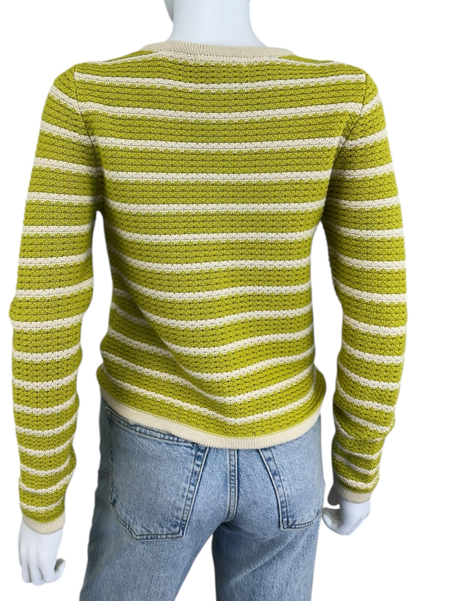 heartloom NWT Green Striped Sweater Cardigan Size XS