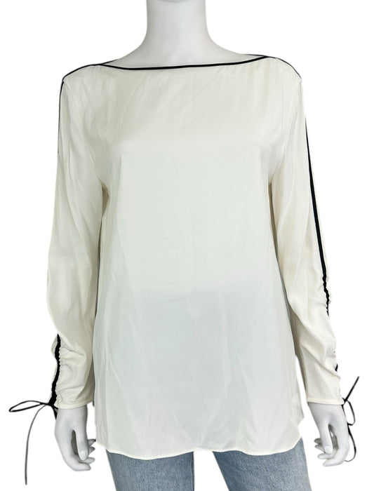 LAFAYETTE 148 NEW YORK Ivory 100% Silk Blouse Size M