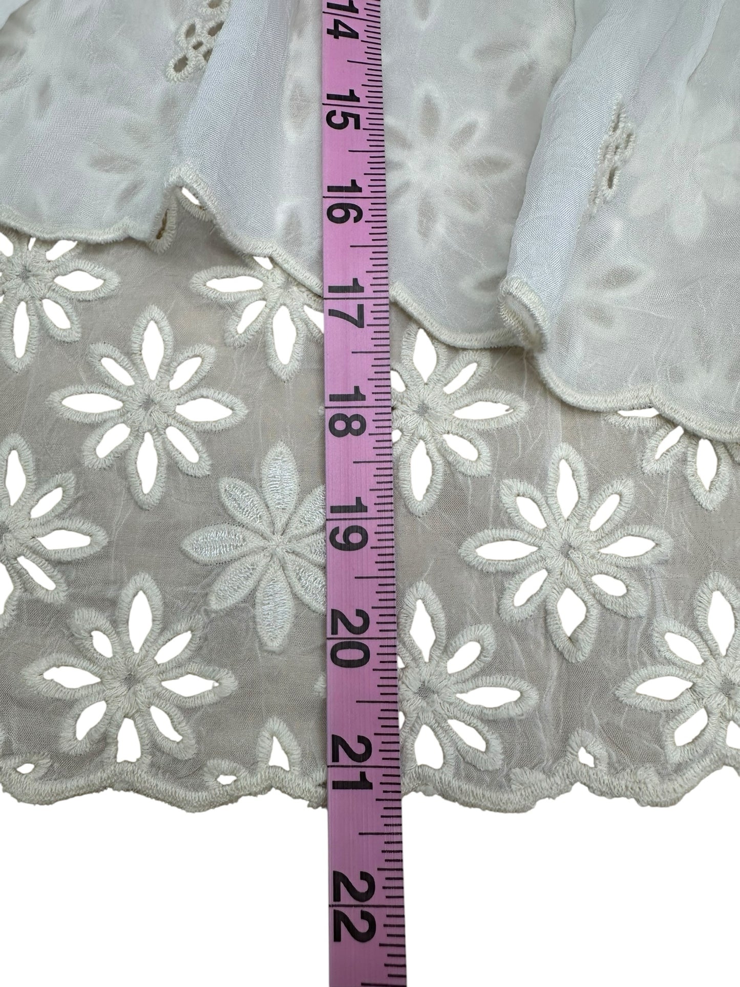 Johnny Was Ivory Floral Eyelet Top Size S