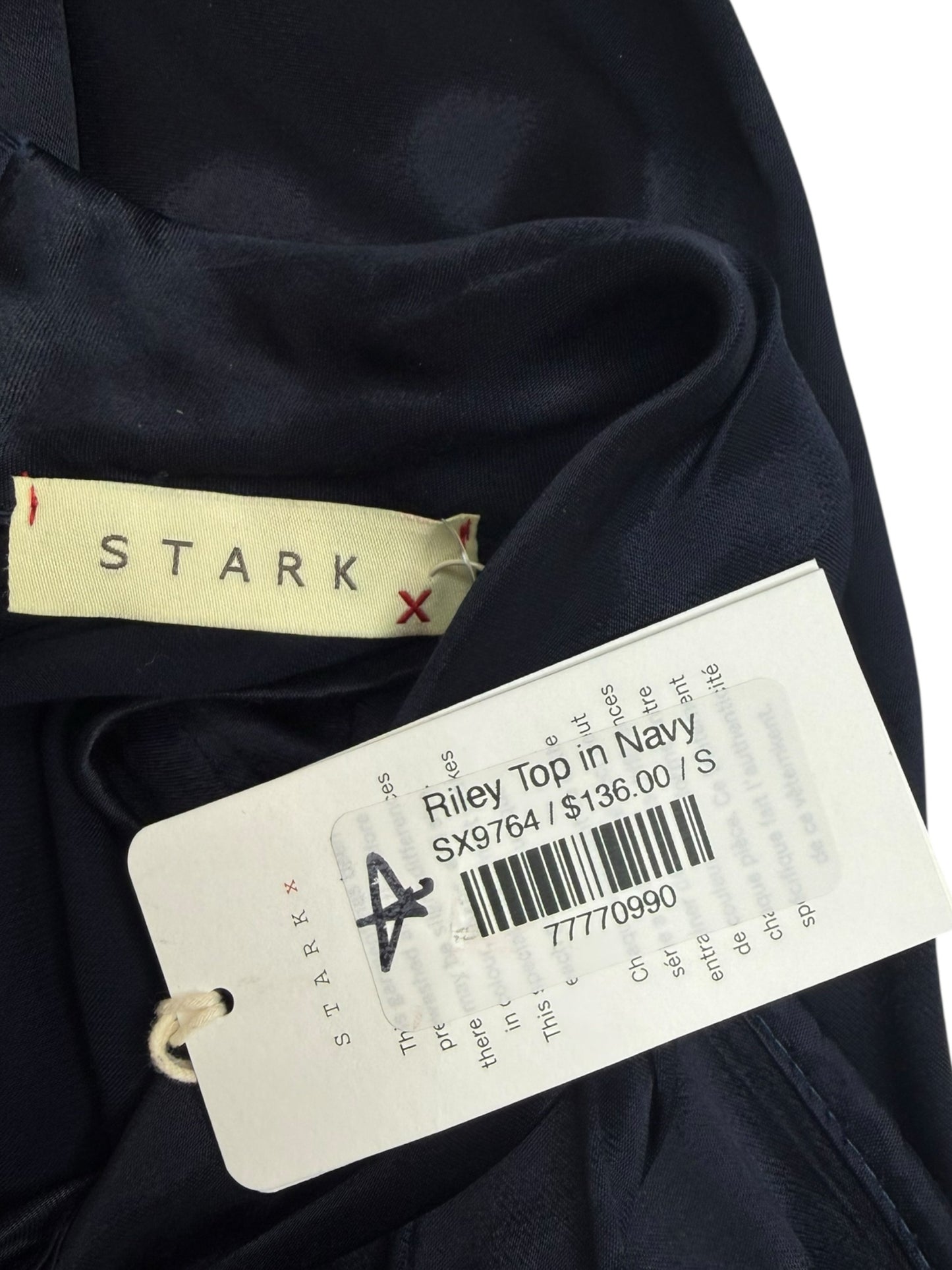 STARKx NWT Blue Satin Riley Blouse Size S