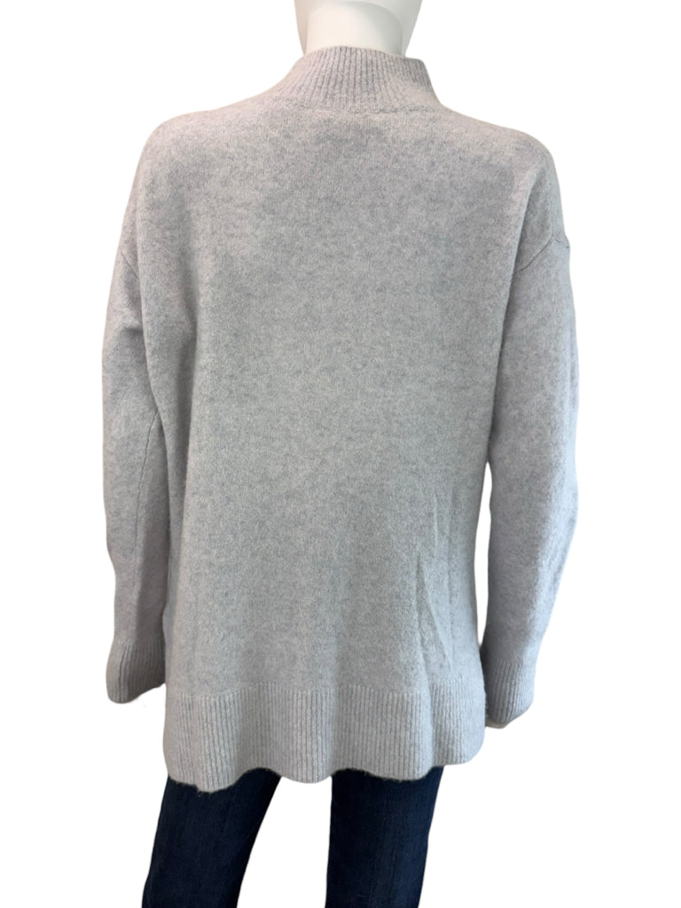 WHITE + WARREN Gray Cashmere Blend Mock Neck Sweater Size L